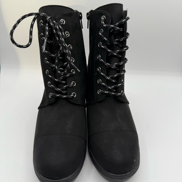 Serra Wedge Black Lace Up Ankle Boots with Hidden Wedge Heel Size 9 - Picture 3 of 16